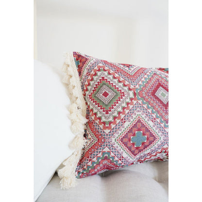 MOI MILI Dekokissen „Boho-Stil“ mit Fransen | Rosa