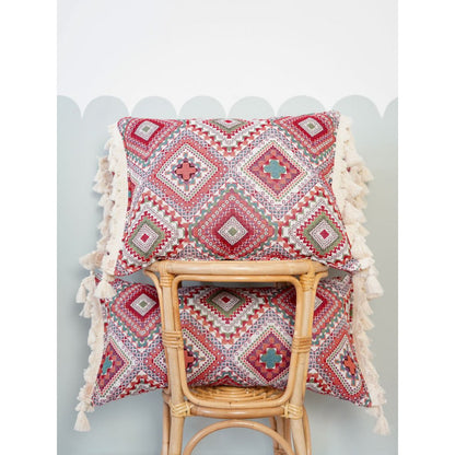 MOI MILI Dekokissen „Boho-Stil“ mit Fransen | Rosa