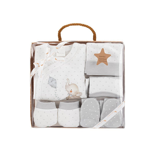 INTERBABY Geschenkset 5-teilig "Elefante" | 0-6 Monate | Grau