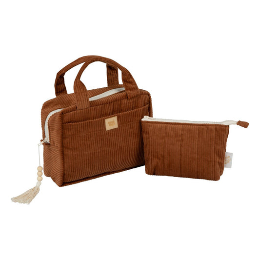 MOI MILI Kosmetiktaschen-Set | Wickeltasche | Karamellbraun