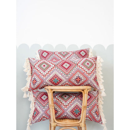 MOI MILI Dekokissen „Boho-Stil“ mit Fransen | Rosa