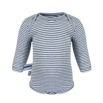 ORGANIC ERA Baby-Bio-Langarm-Body | Indigo, gestreift