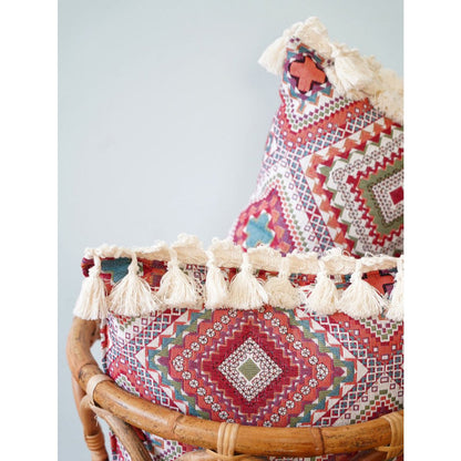 MOI MILI Dekokissen „Boho-Stil“ mit Fransen | Rosa