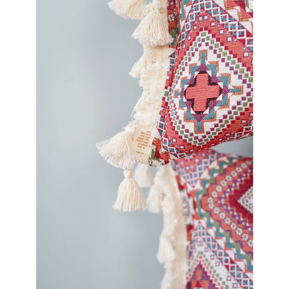 MOI MILI Dekokissen „Boho-Stil“ mit Fransen | Rosa